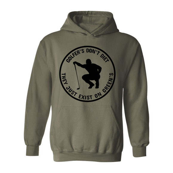 Golf Hoodie Golfers Don't Diet Funny Man Golfer Kneeling Golfing Sweatshirt - Picture 8 of 15